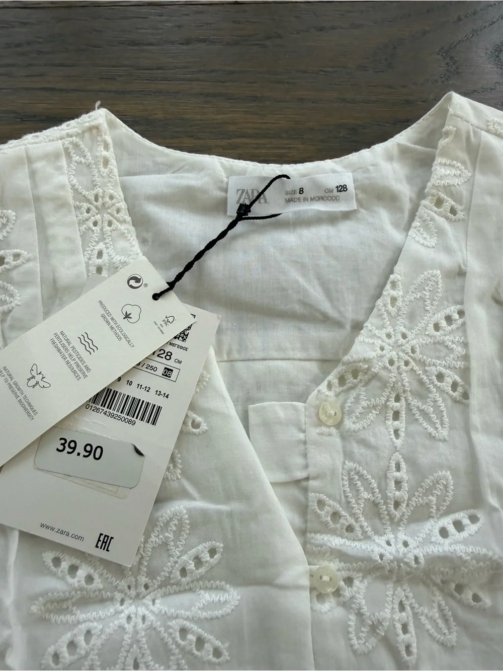 ZARA White Embroidered Eyelet Cotton Dress